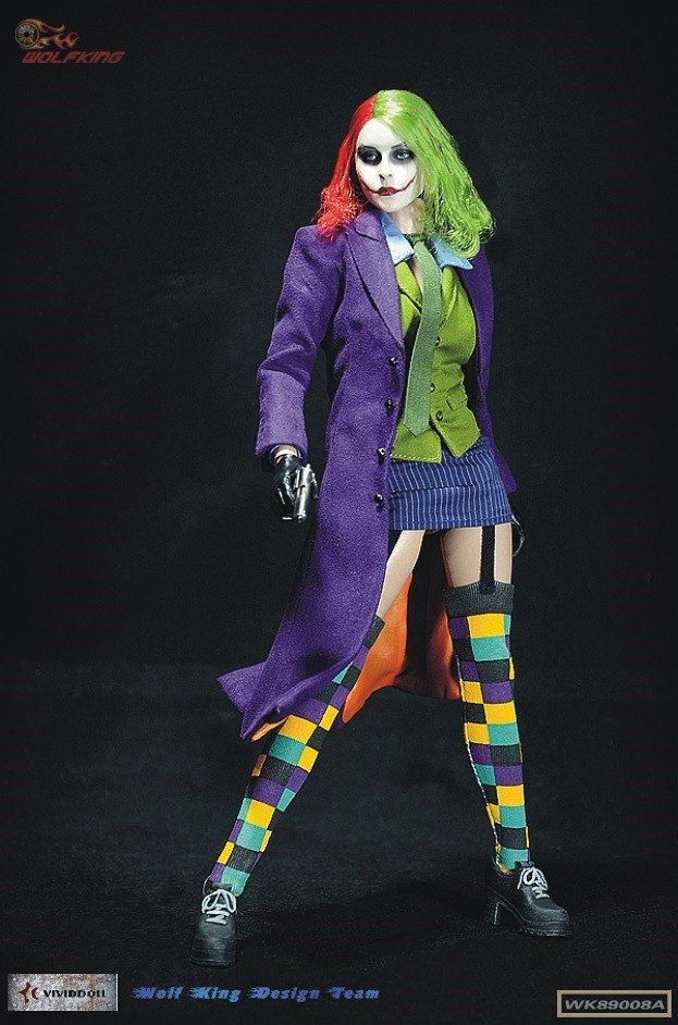 WOLFKING 1/6 WK89022A Lady Joker Green Hair Head For 12inch  Action Figure Toys 
