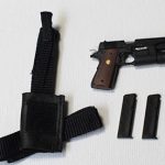 DiD 1/6  M1911A1 PISTOL WITH 4 REMOVEABLE MAGAZINES  & 310 MEU WEAPON LIGHT and LEG HOLSTER loose  b7