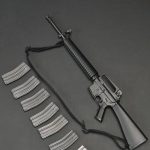 Soldier story desert saber M16A2 assault rifle with 7 30 round clips loose