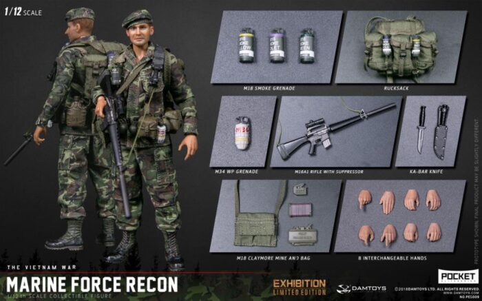 Marine Force Recon in Vietnam Pocket Elite Series 1/12 Scale Figure BY DAMTOYS