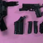Very hot toys 1/6 tactical pistol with leg scabbard , holster, 3 removeable magazines, mag pouches ,tactical light loose