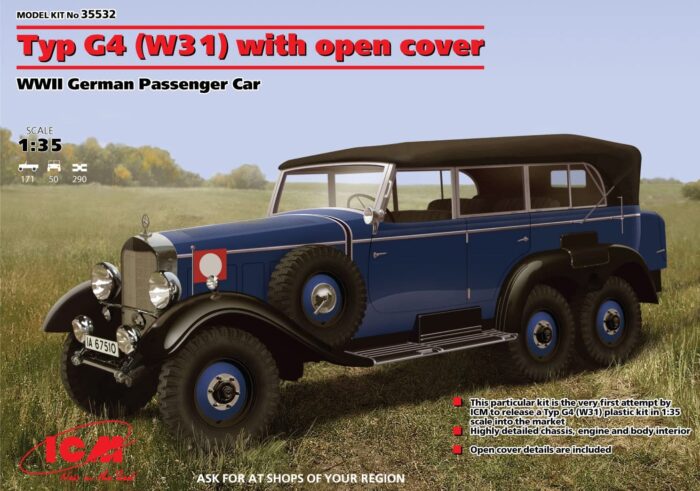 ICM Models Typ G4 (W31) with Open Cover WWII German Personnel Car