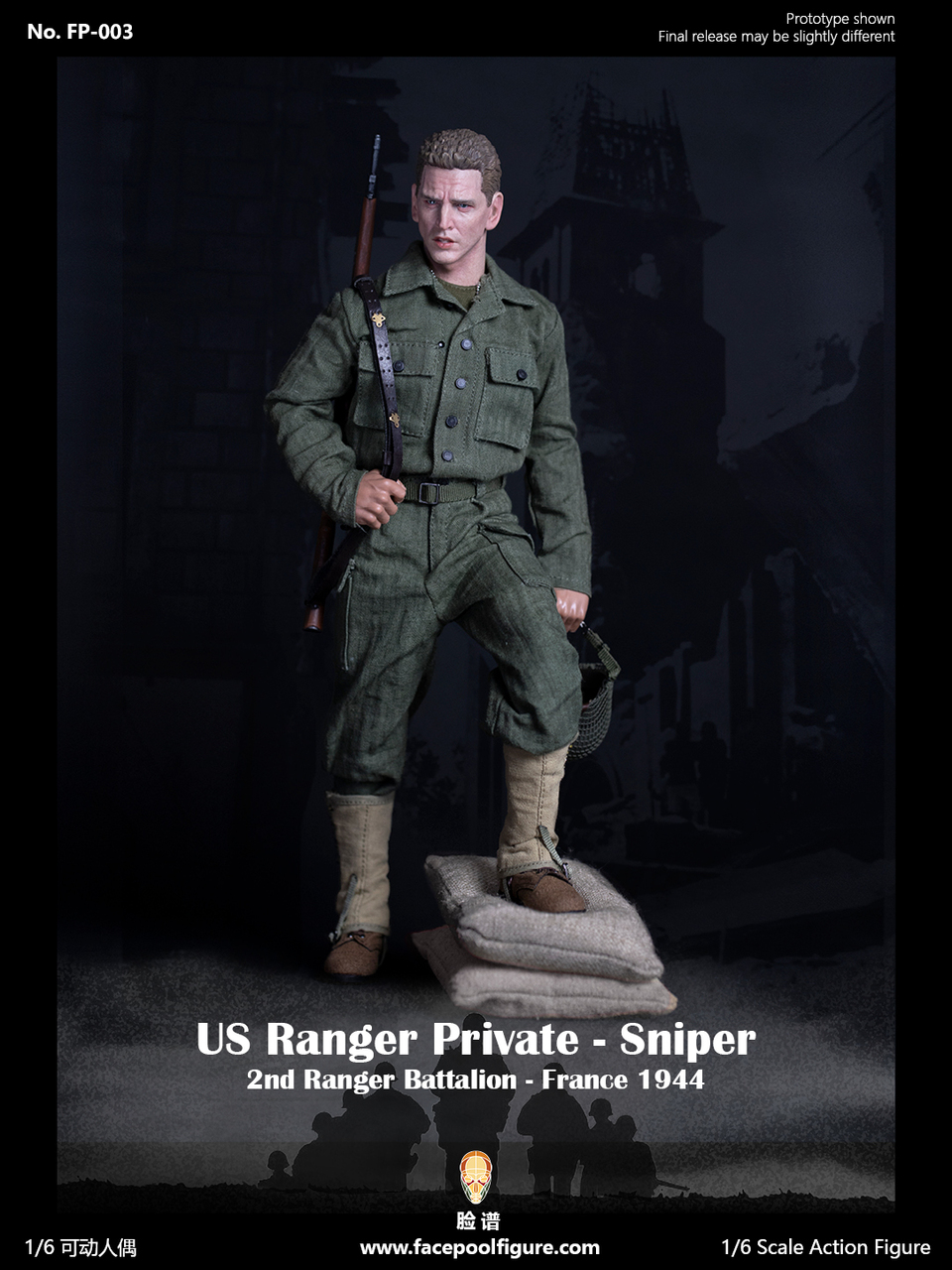 Ammo Belt Facepool Figures Details about   US Ranger Private Sniper 1/6 Scale 