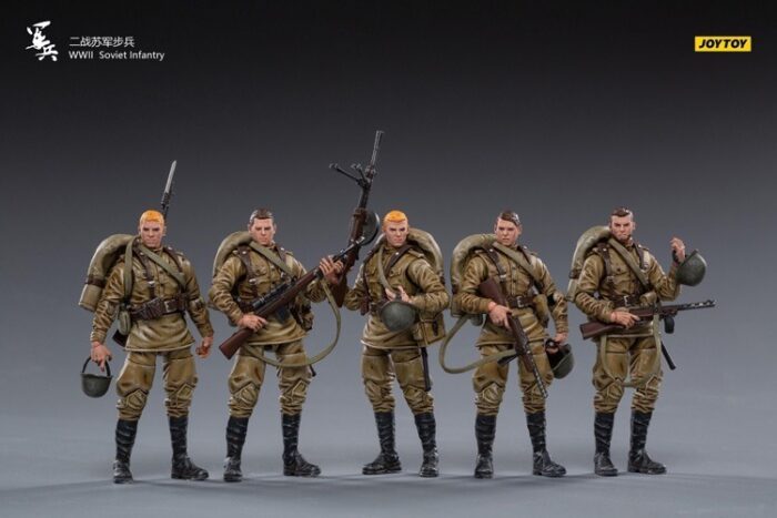 WWII Soviet Infantry 1/18 Scale Figures Five-Pack BY JOY TOY - Image 2