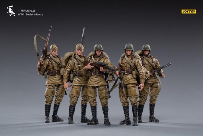 WWII Soviet Infantry 1/18 Scale Figures Five-Pack BY JOY TOY - Image 3