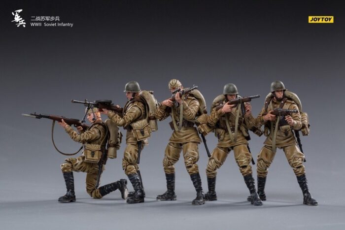 WWII Soviet Infantry 1/18 Scale Figures Five-Pack BY JOY TOY - Image 4