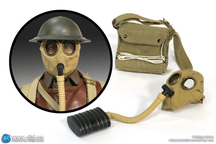 1/6 DID WWI British Infantry British small box respirator and bag loose   B7