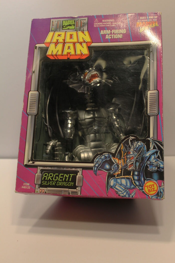 Iron Man Argent Silver Dragon  1995 Marvel Toy Biz w/box