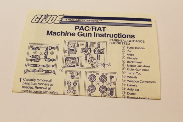 Complete 1983 GI Joe ARAH PAC/RAT Machine Gun With Controller  and blueprints T3 - Image 2