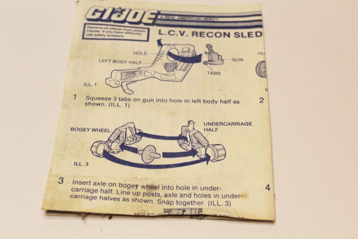 1986 Hasbro G.I Joe L.C.V. Recon Sled Complete With Blueprints - Image 3